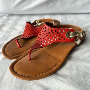 Franco sarto red and brown leather sandals